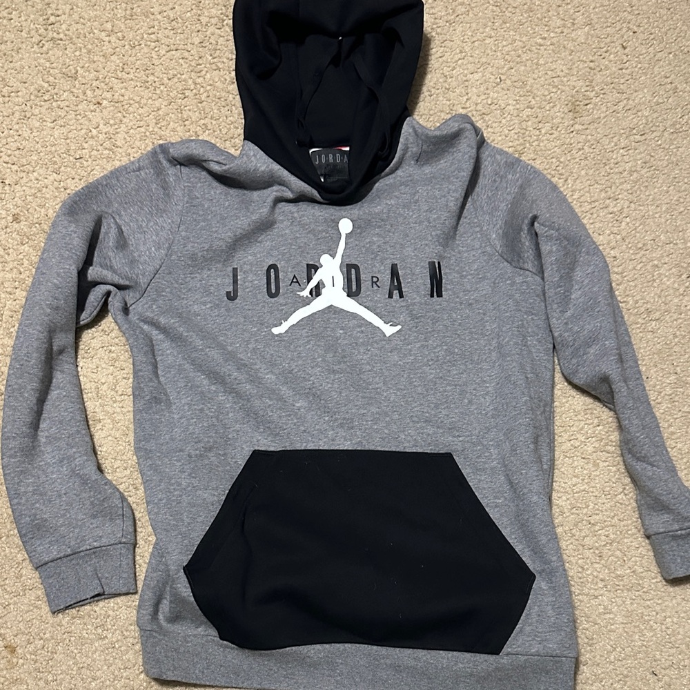 Jordan Black and Gray Pullover Hoodie
